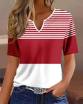 T-Shirt Scollo a V Confortevole con Stampa