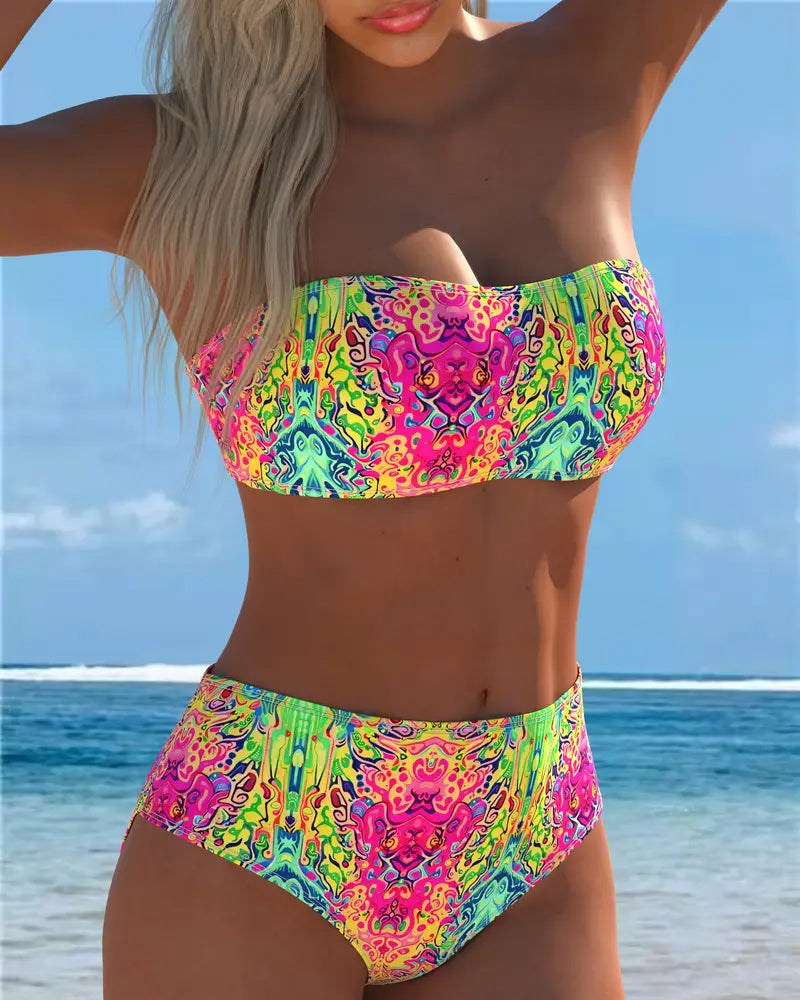 Bikini a fascia stampato