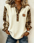Felpa Girocollo Moda Stampa Leopardata