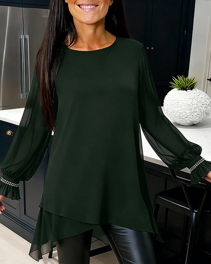 Blouson Perle Manica a Sfera Girocollo