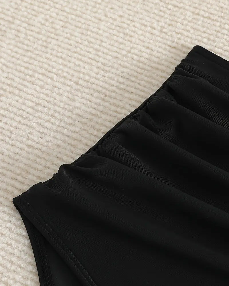 Costume da Bagno Inferiore Plissettato Tinta Unita Vita Alta