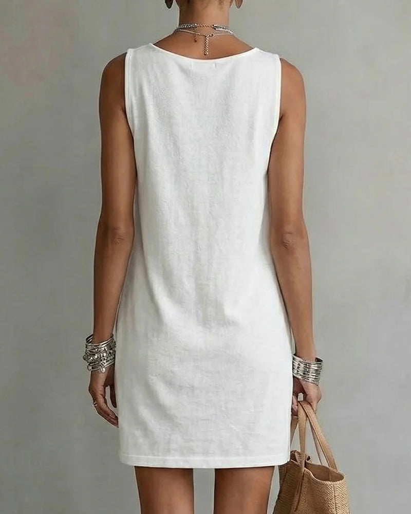 Vestito Scollo Alto Senza Maniche