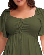 T-shirt manica a sbuffo con scollo quadrato taglia grande