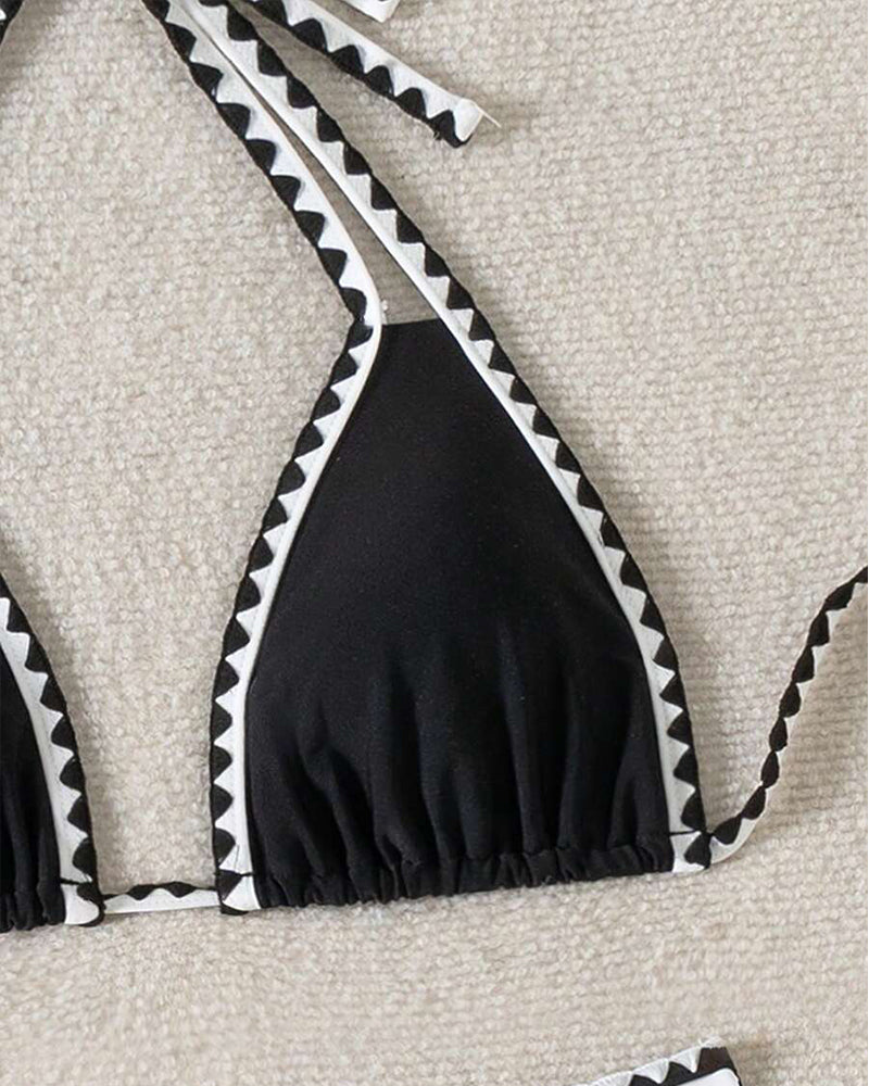 Bikini Sexy Triangolo Spaccato Colore a Contrasto