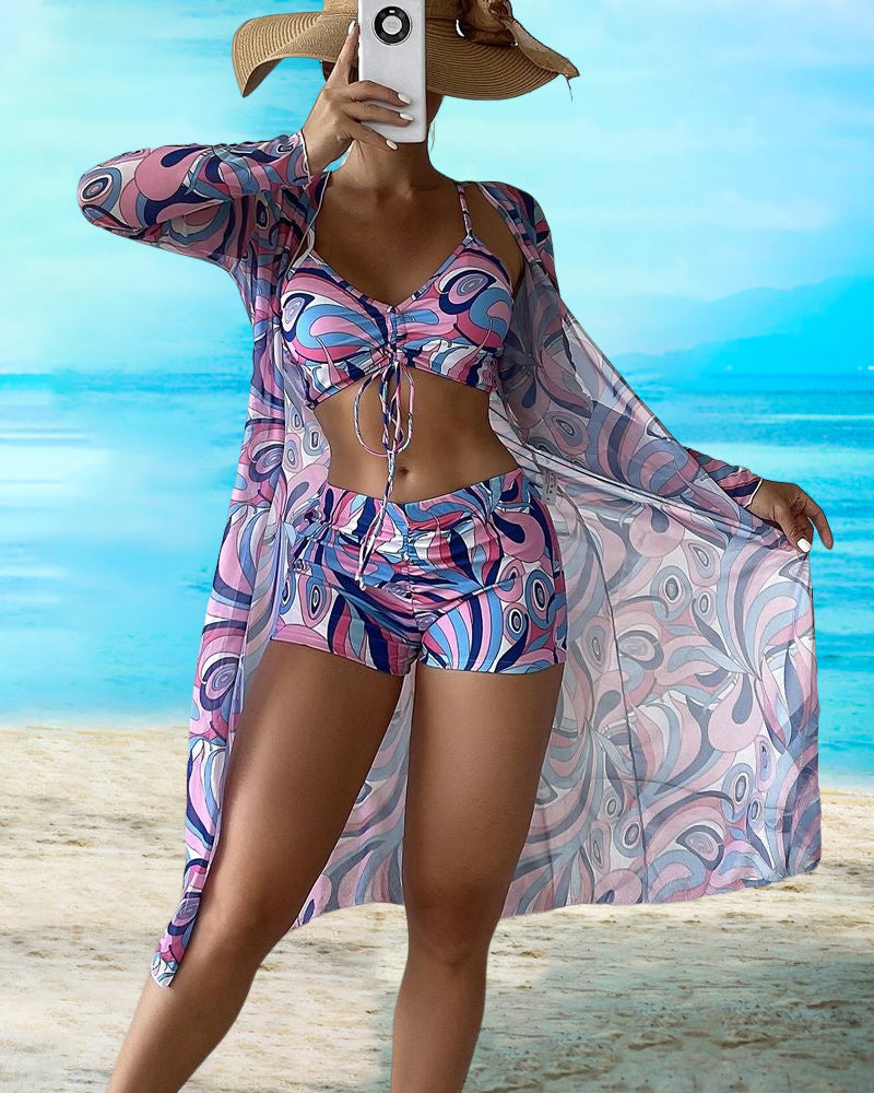Costume da bagno bikini stampato 3 pezzi