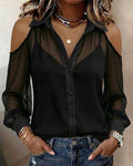 Set due pezzi con camicia trasparente a spalla scoperta e canotta
