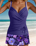 Tankini con scollo all'americana stampato senza schienale da spiaggia