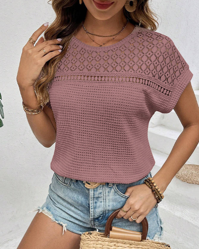 T-shirt Raglan in Maglia Traforata Traspirante