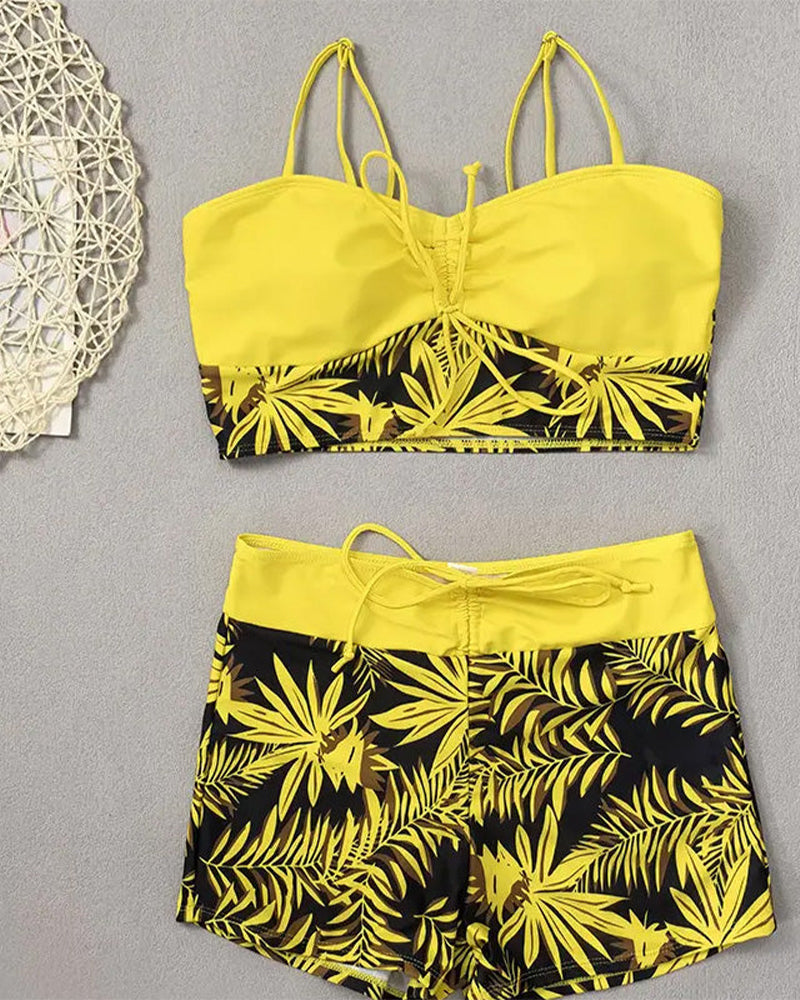 Bikini a vita alta Boyleg stampato