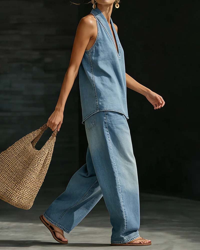 Set di jeans con cavezza colorata