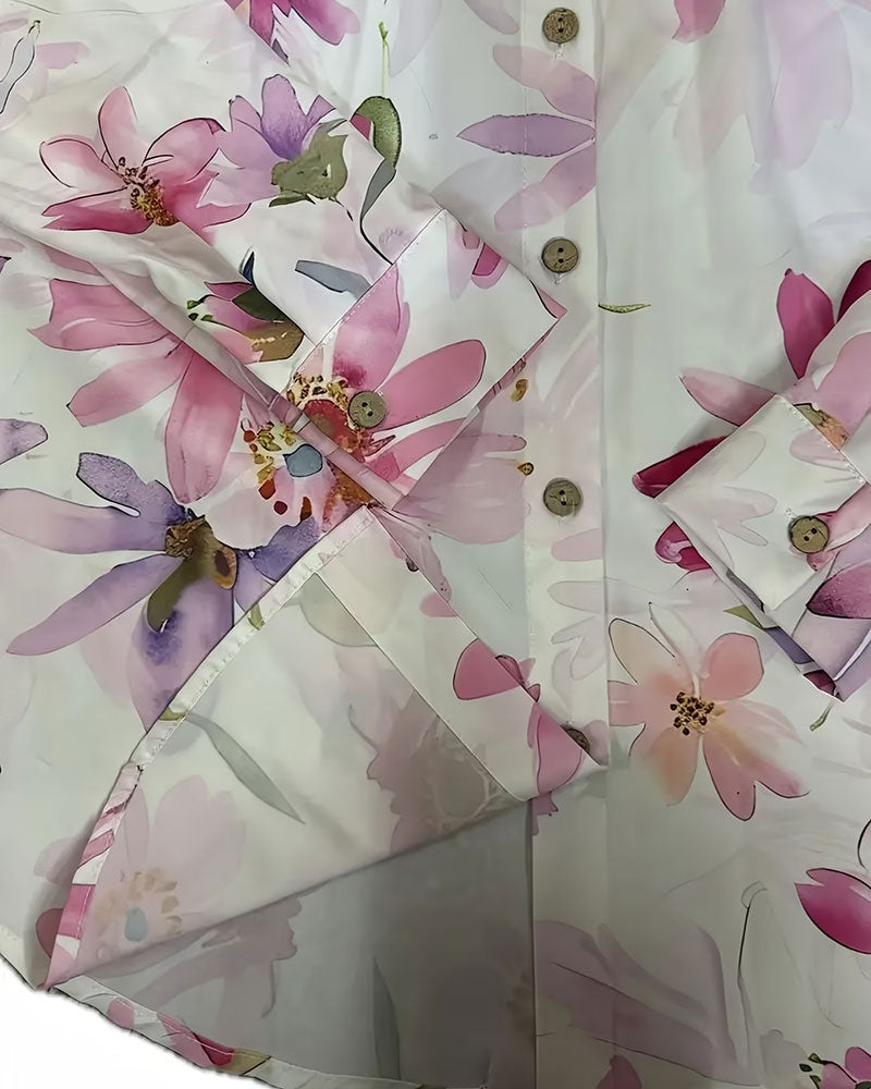 Camicia a Maniche Lunghe Stampa Floreale