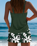 Costume da Bagno Canotta Stampa a Righe Boxer