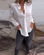 Camicia a maniche lunghe con risvolto tagliato