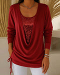 Top Bicolore Con Paillettes Effetto Due In Uno