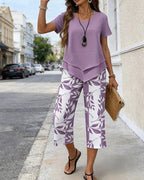 Completo due pezzi stampato casual con pantaloncini
