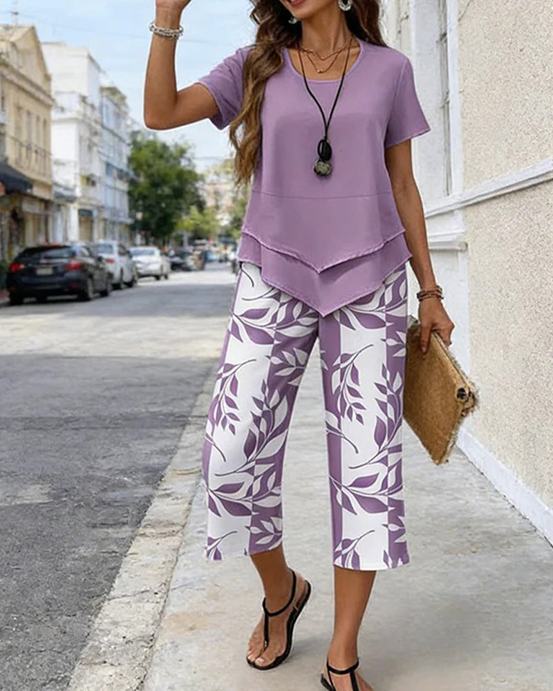 Completo due pezzi stampato casual con pantaloncini