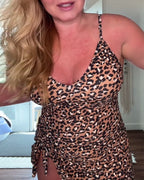 Costume intero slim con stampa leopardata di tendenza