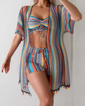 costume da bagno bikini tre pezzi stampato per le vacanze