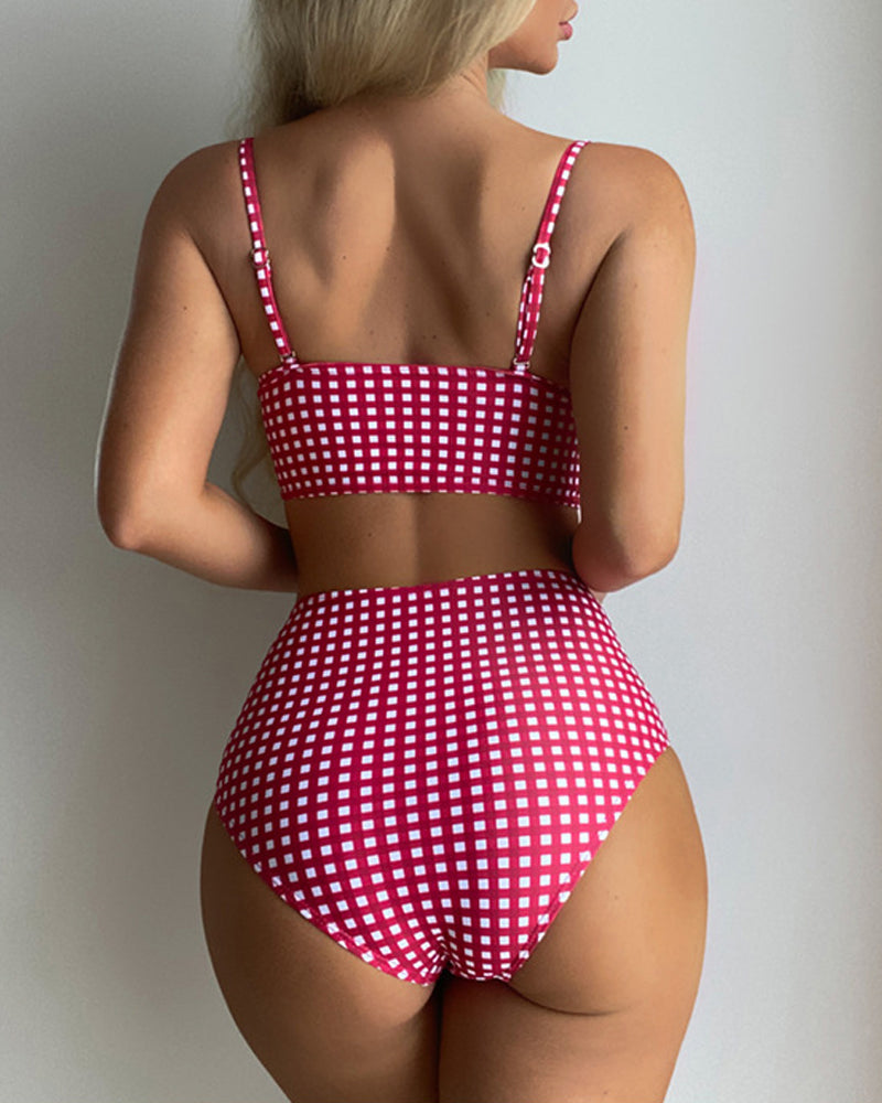 Bikini a quadri con spalline sottili