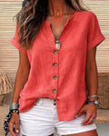 Camicia scollo a V monopetto manica corta
