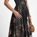 Sophia - Abito midi con stampa floreale a pieghe