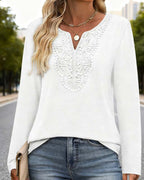 Elegante Top Scollo a V a Maniche Lunghe da Donna