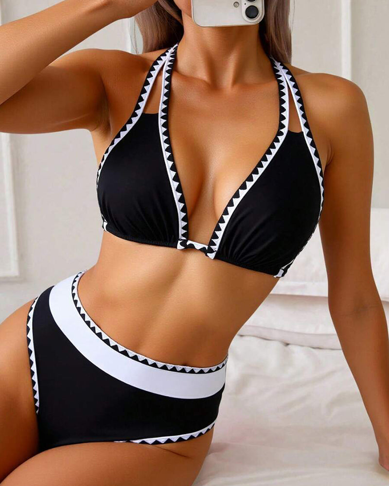 Bikini Sexy Triangolo Spaccato Colore a Contrasto