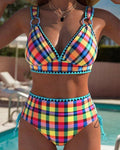 Costume da bagno casual a quadri due pezzi bikini