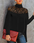 Dolcevita in pizzo a maglia trasparente