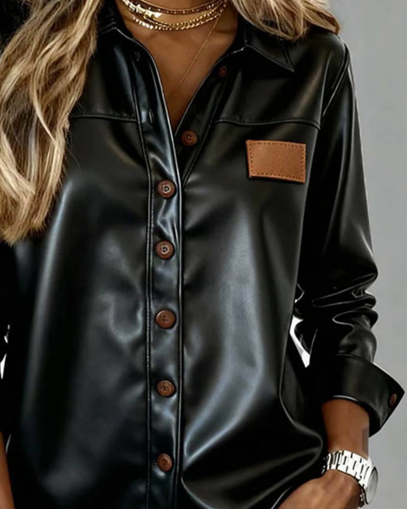 Camicia Revers Pezzi in PU Abbottonata