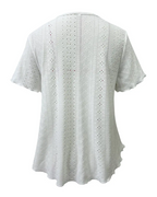 T-shirt con scollo a V intagliato stile francese