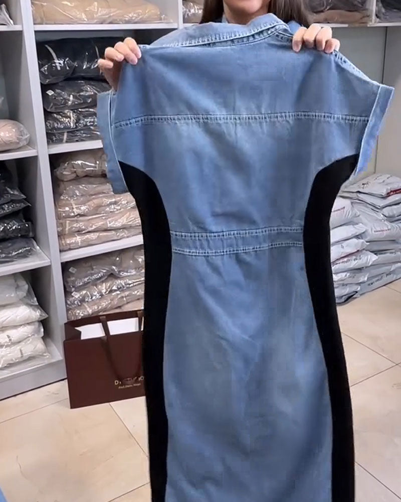 Abito casual in denim patchwork