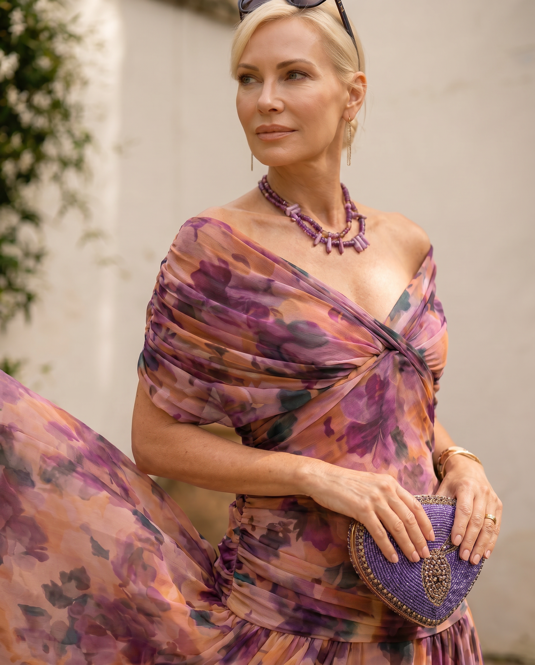 Maxi abito elegante da festa con scollo a cuore