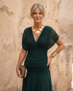 Maxi abito elegante da festa con scollo a cuore
