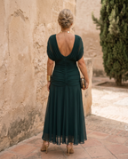 Maxi abito elegante da festa con scollo a cuore