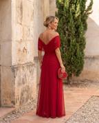 Maxi abito elegante da festa con scollo a cuore