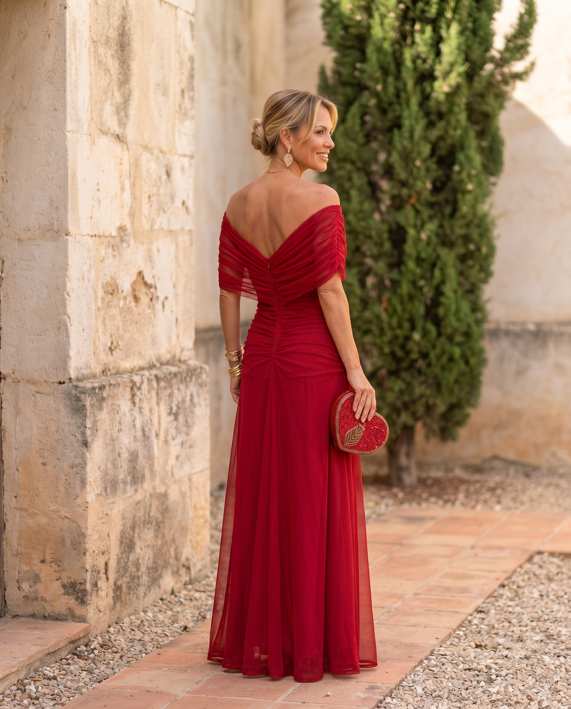 Maxi abito elegante da festa con scollo a cuore