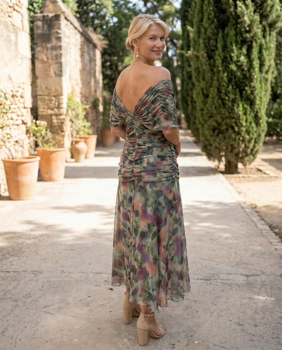 Maxi abito elegante da festa con scollo a cuore