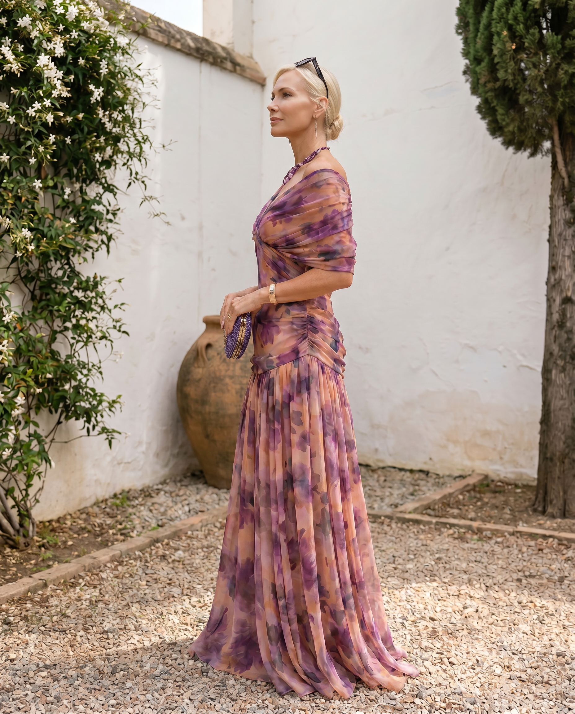 Maxi abito elegante da festa con scollo a cuore