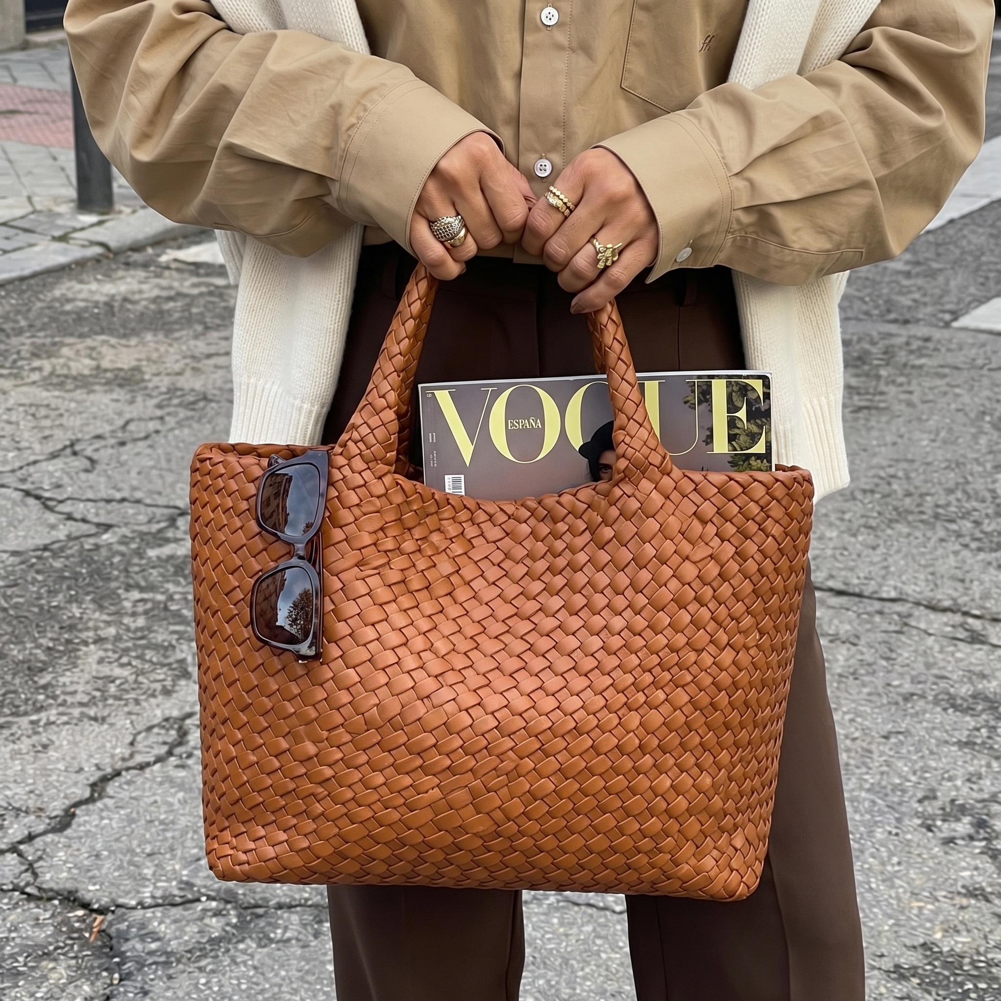 Heritage | Borsa tote artigianale in pelle e lana