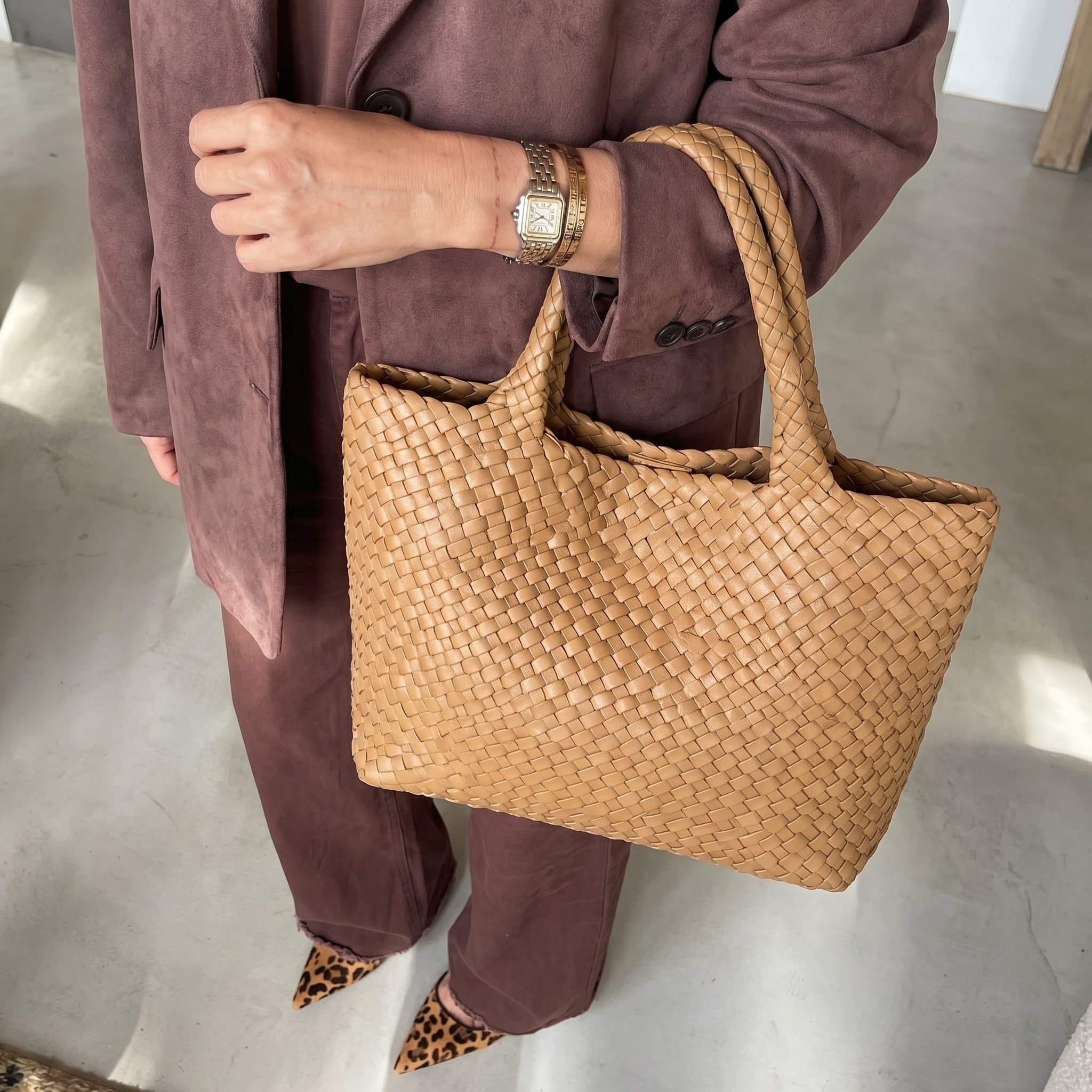 Heritage | Borsa tote artigianale in pelle e lana