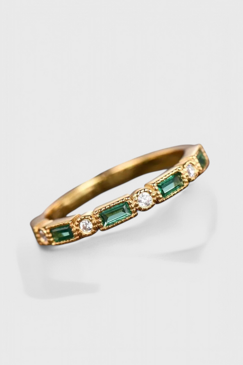 Anello in Oro con Zirconia Verde Vintage