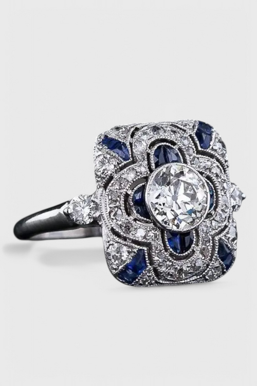 Anello Vintage in Argento con Zirconia Blu Elegante
