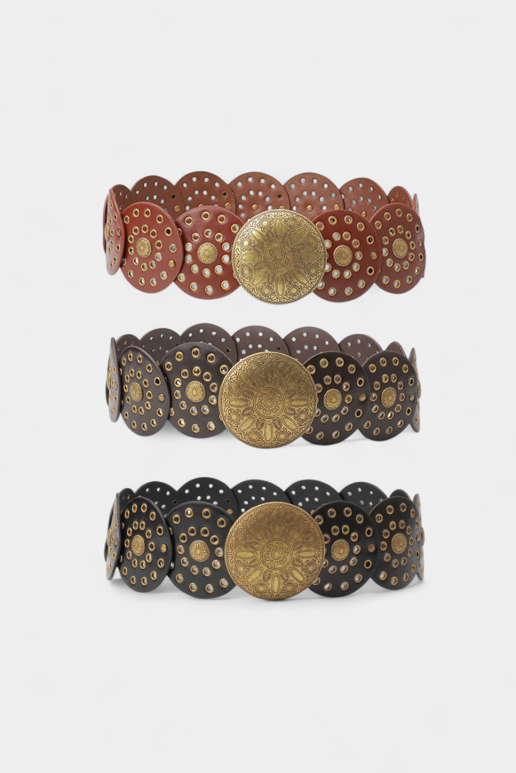 Cintura Western Vintage Alicia con Fibbia Circolare Decorativa
