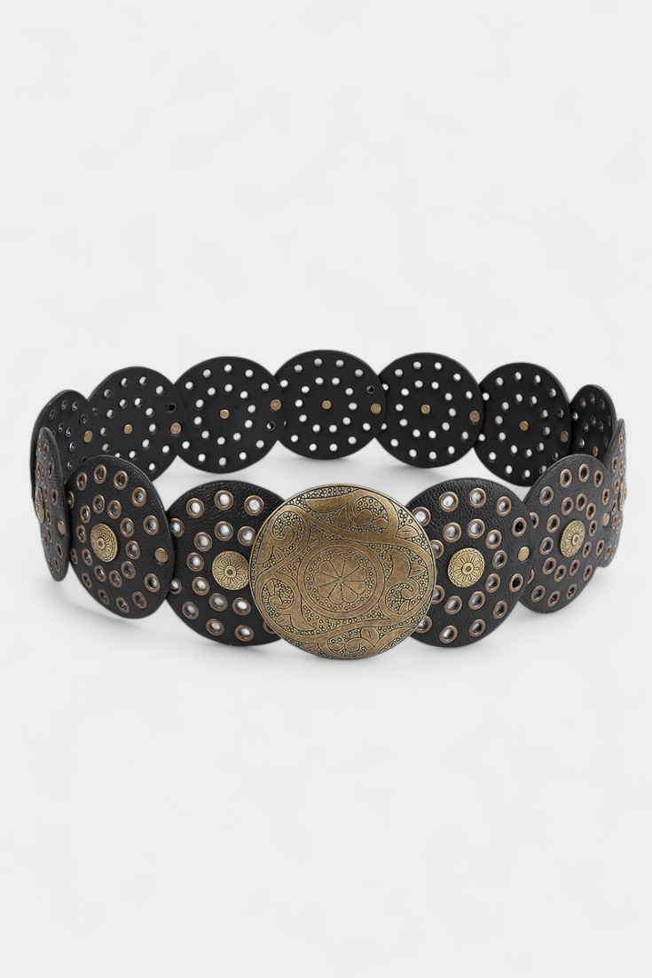 Cintura Western Vintage Alicia con Fibbia Circolare Decorativa