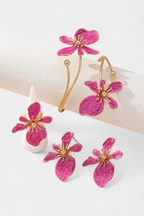 Set di accessori floreali: bracciale + orecchini + anelli