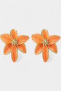Orecchini Pendenti Vintage Smaltati a Forma di Fiore