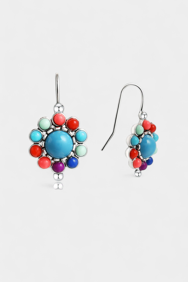 Orecchini Rotondi Multicolore con Turchese