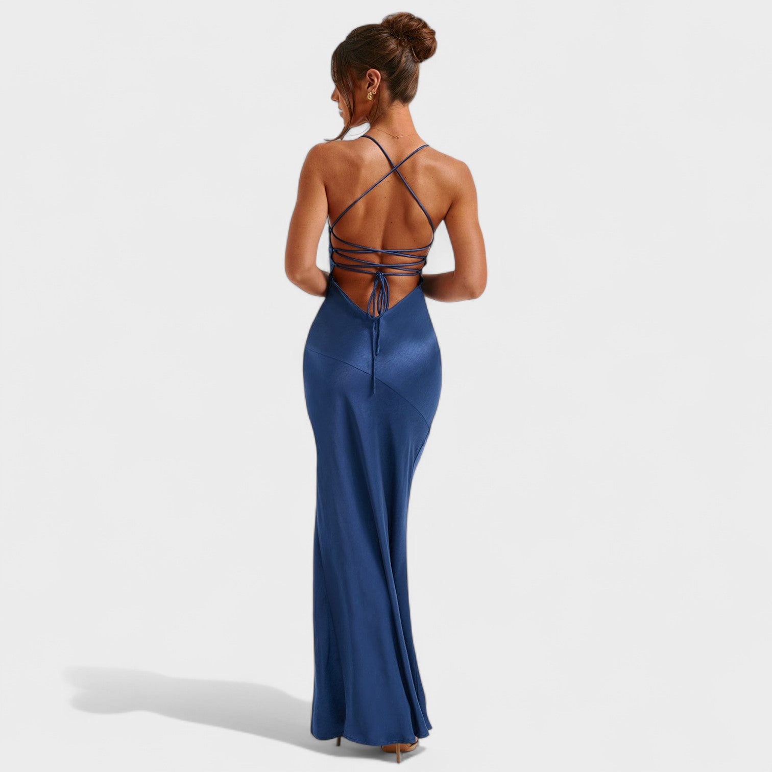 Elena - Abito in raso blu notte