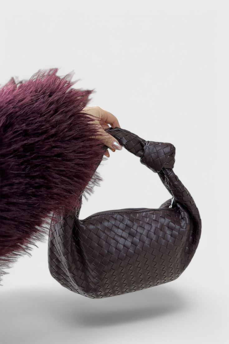 Bolso de Hombro Tejido Mediano Sage